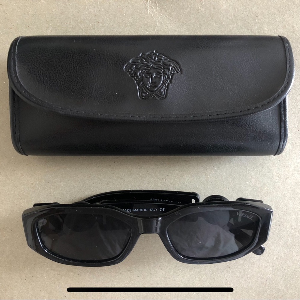 Versace Biggie Black Sunglasses with Embossed Case